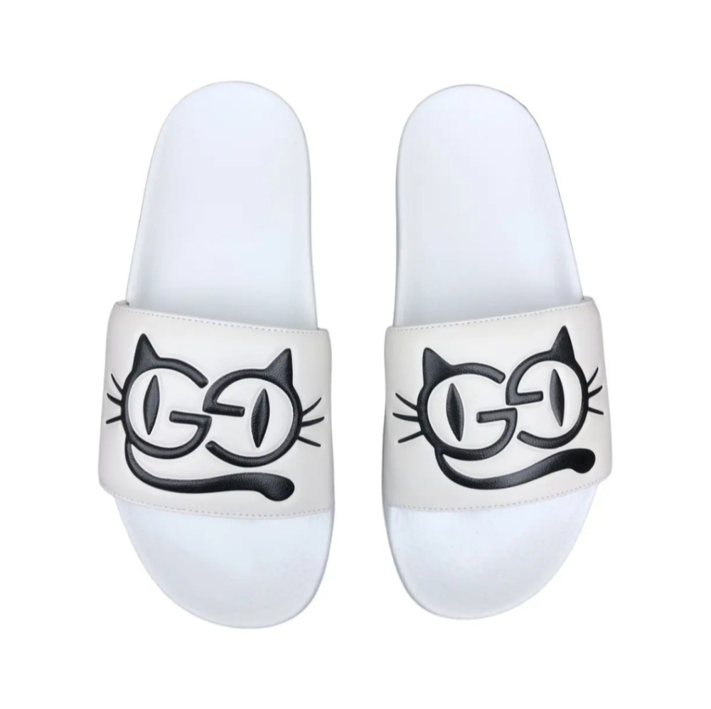 Gucci Cat Logo Pursuit Slip On Slide Sandal (RARE)